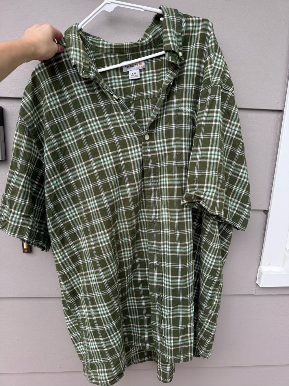 Green Plaid Short-Sleeve Shirt carhartt size xxl
